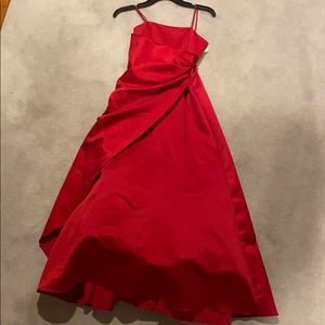 Red silky formal dress